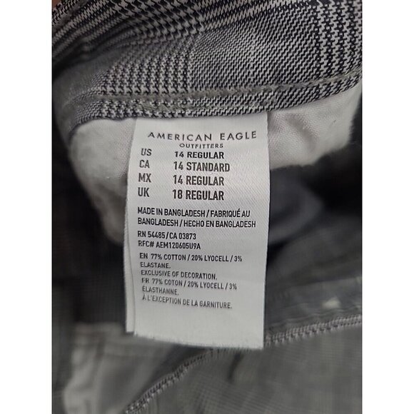 American Eagle Super Stretch Pants Women's Size 14 Regular Grey Plaid Tapered - Picture 5 of 6